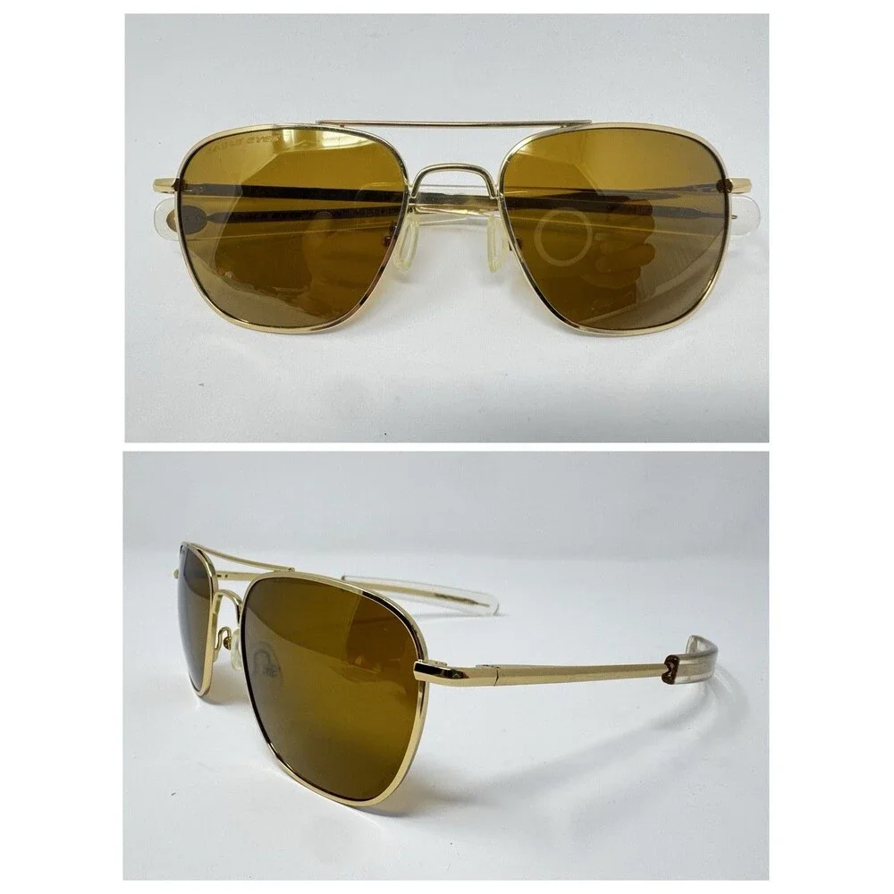 Eagle Eyes Freedom Sunglasses Gold Metal Frame Yellow Lens 50-18-140 Vintage